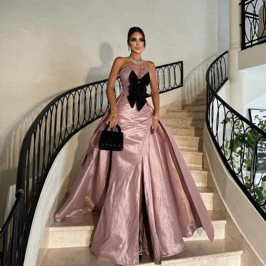 Customized Strapless Satin Evening Dress