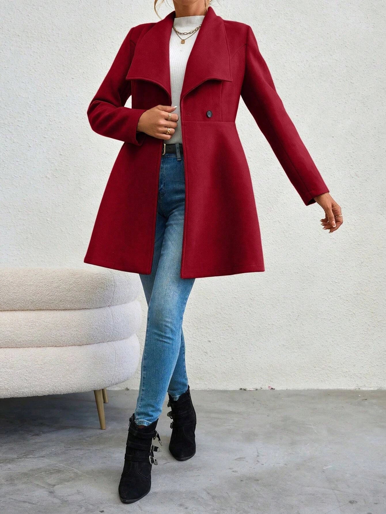 Women's Winter Lapel Button-Up Coat