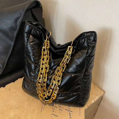 Solid Color Winter Shoulder Bag