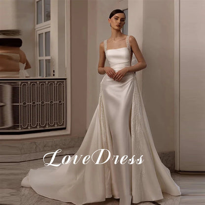 Customized Love Elegant Spaghetti Strap Mermaid Wedding Dress