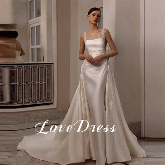 Customized Love Elegant Spaghetti Strap Mermaid Wedding Dress