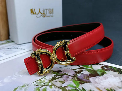 Thin leather fashion belt
