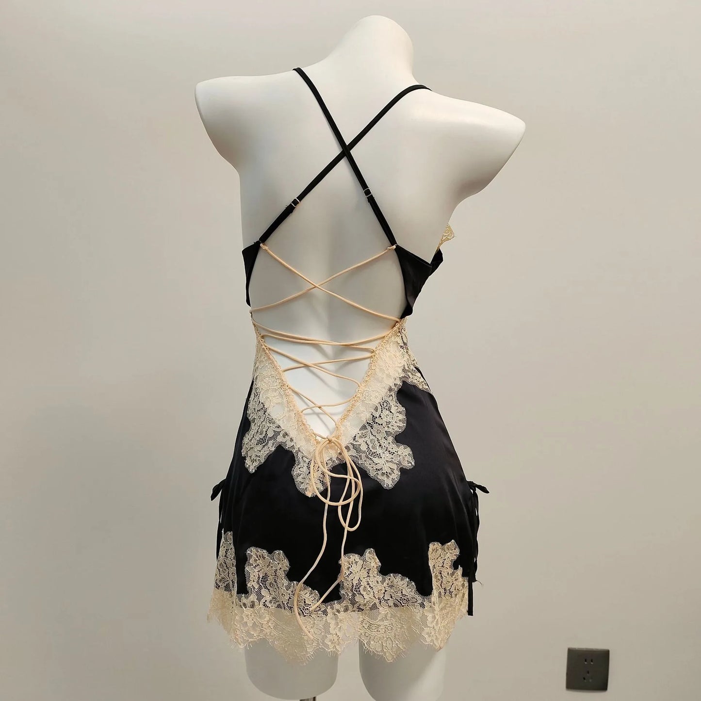 Sexy Ice Silk Lace Pajamas