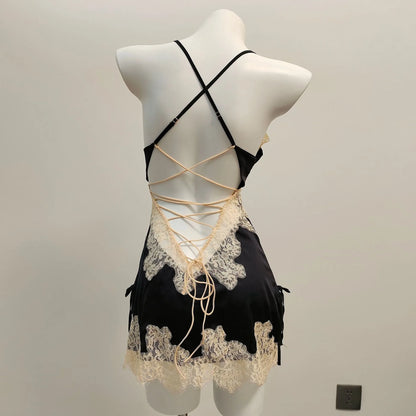 Sexy Ice Silk Lace Pajamas