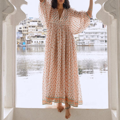 Floral V-Neck Swing Dress