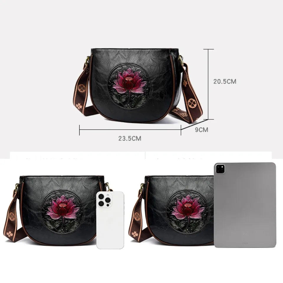 Floral PU Leather Shoulder Bag