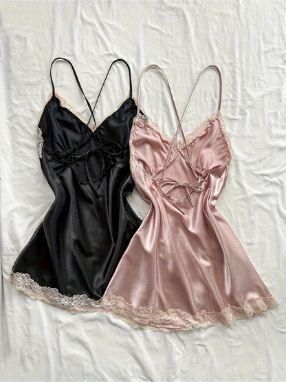 2Pcs Women's Satin Sleepwear Set