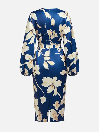 Floral Puff Sleeve Midi Dress