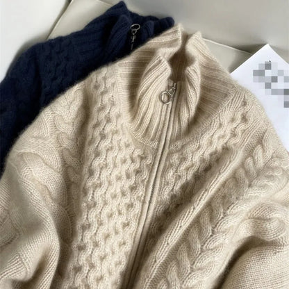 Thick Turtleneck Cashmere Cardigan
