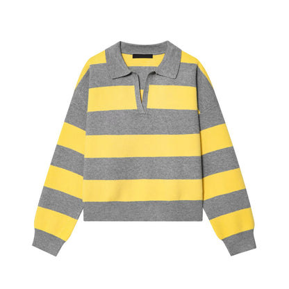 Striped Polo Neck Sweater