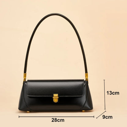 Genuine Leather Baguette Shoulder Bag