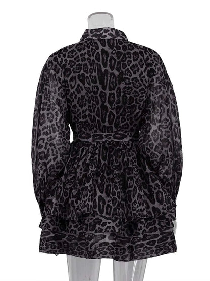 Leopard Print Ruffle Mini Dress