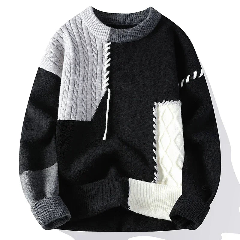 Korean Patchwork Knit Sweater
