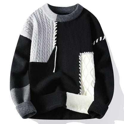 Korean Patchwork Knit Sweater
