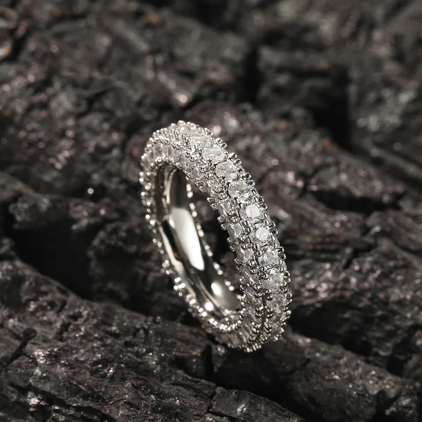 Three-Row Moissanite Wedding Band