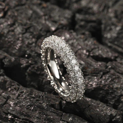 Three-Row Moissanite Wedding Band