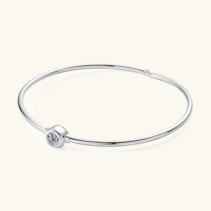OXTAO Round Moissanite Silver Bangle