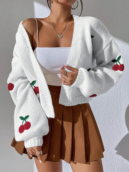 Cherry Embroidery Cardigan