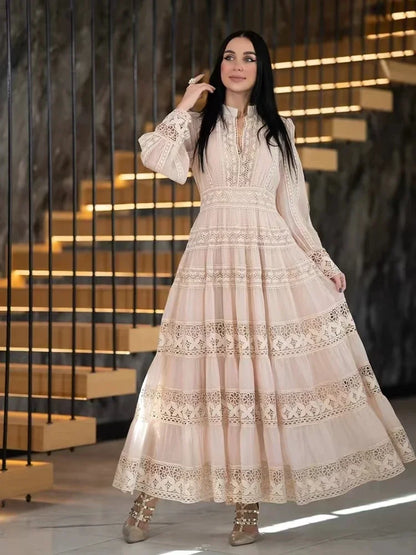 Lace Embroidery Maxi Dress