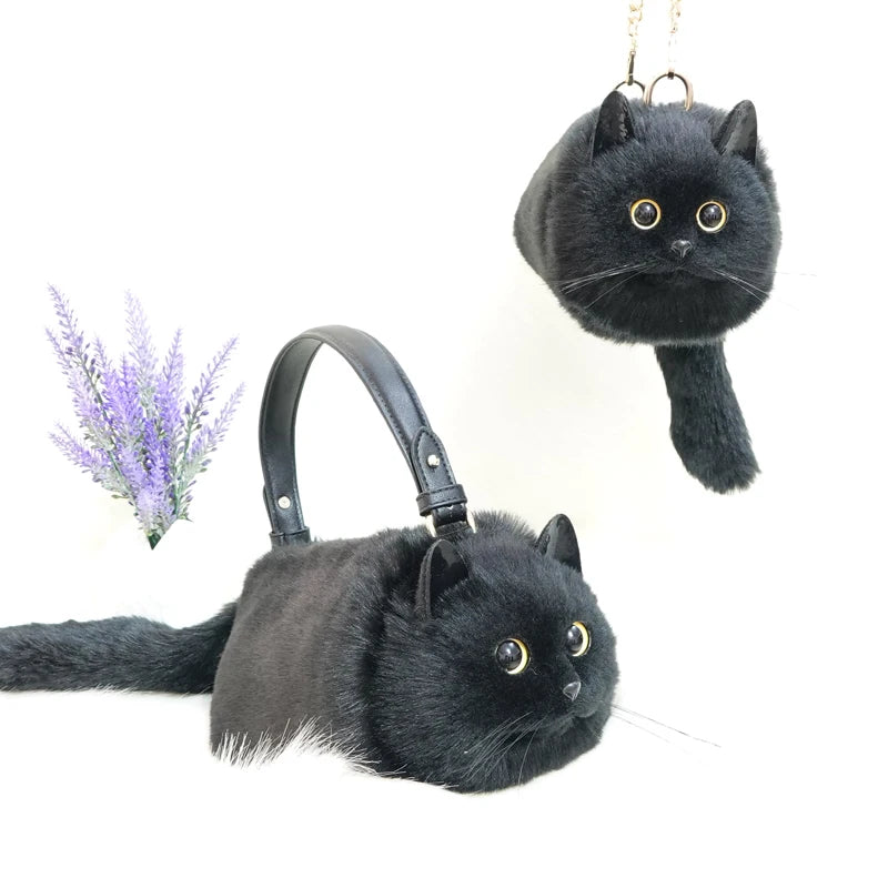 Women Cute Cat Wool Tote Bag