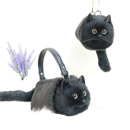 Women Cute Cat Wool Tote Bag
