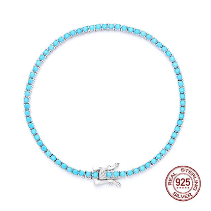 Turquoise Silver Tennis Bracelet