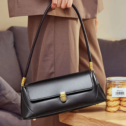 Genuine Leather Baguette Shoulder Bag