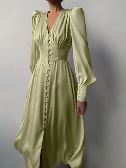 Elegant Satin A-Line Midi Dress