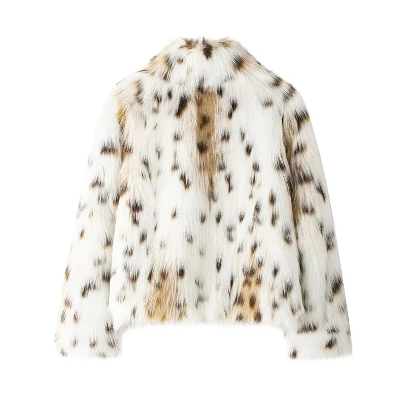 Stylish Animal-Print Fur Jacket