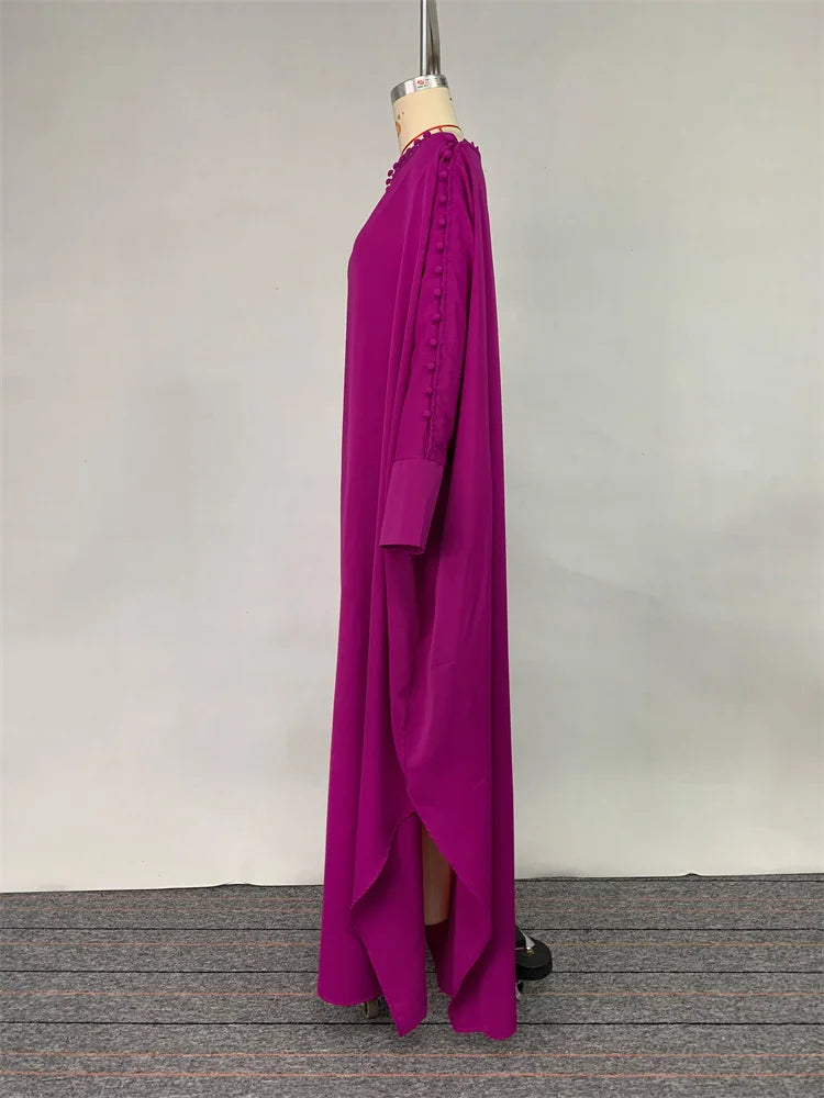 Vintage Solid Maxi Robe Dress