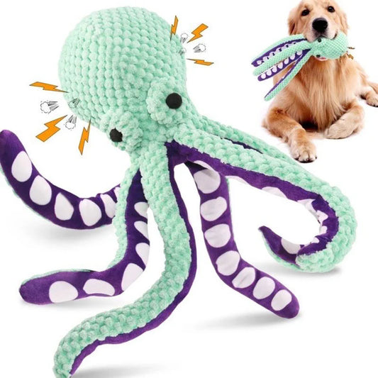 Plush octopus dog toy