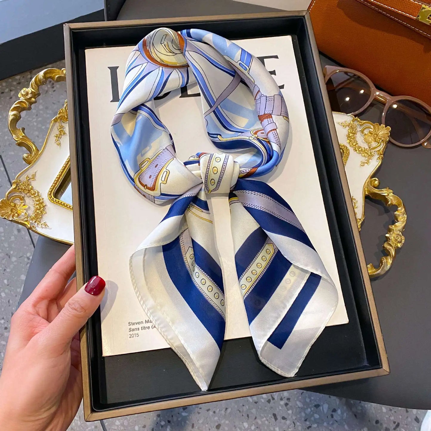 Luxury Silk Plaid Hijab Scarf