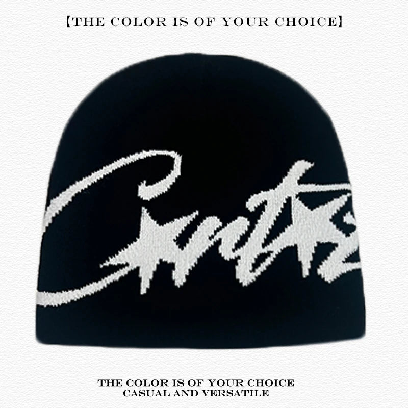 Leopard Print Letter Knit Beanie