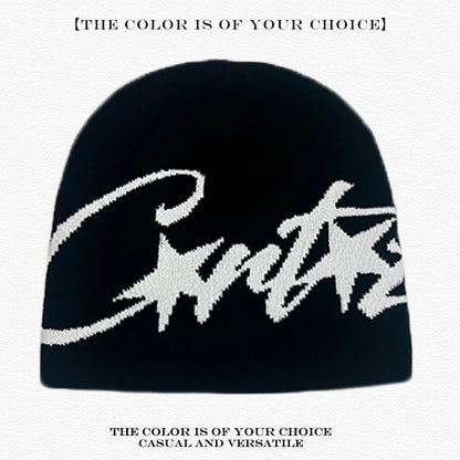 Leopard Print Letter Knit Beanie