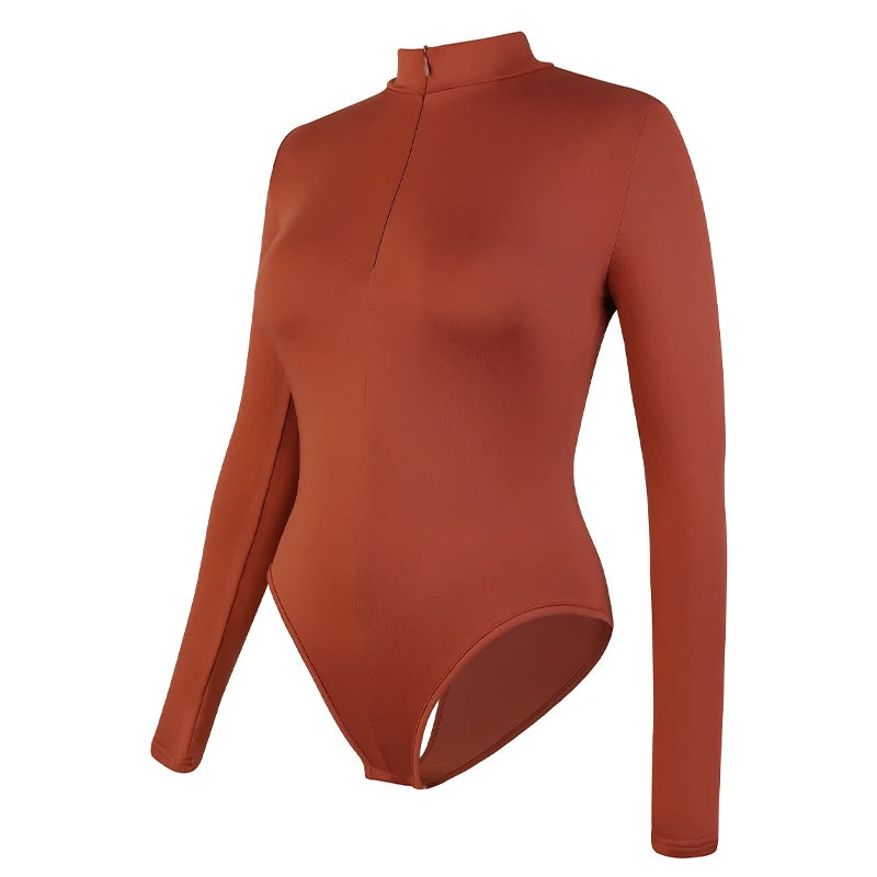 Shapewear Zip Front Long Sleeve Bodysuit