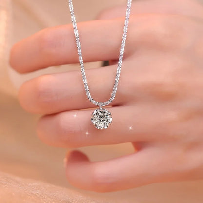 Crown Moissanite Silver Necklace