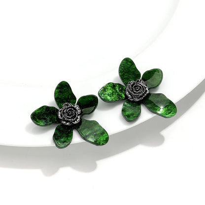 Large flower statement earrings