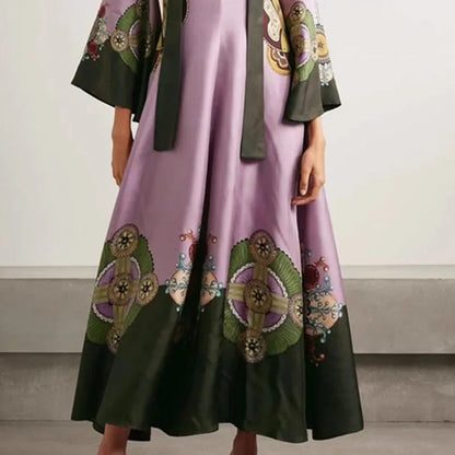 Vintage Bohemian V-Neck Maxi Dress