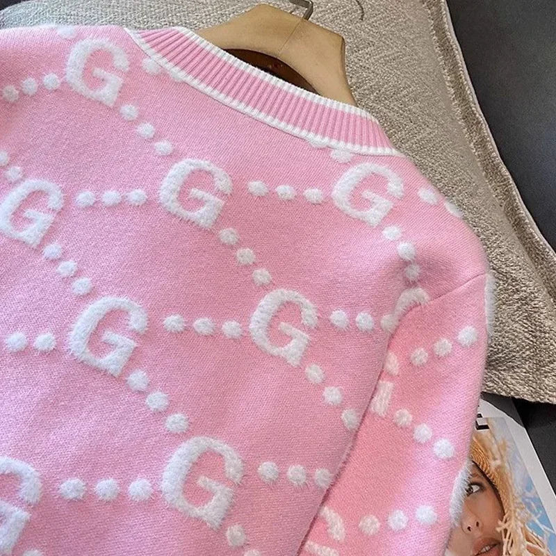 Letter Patchwork Knit Cardigan