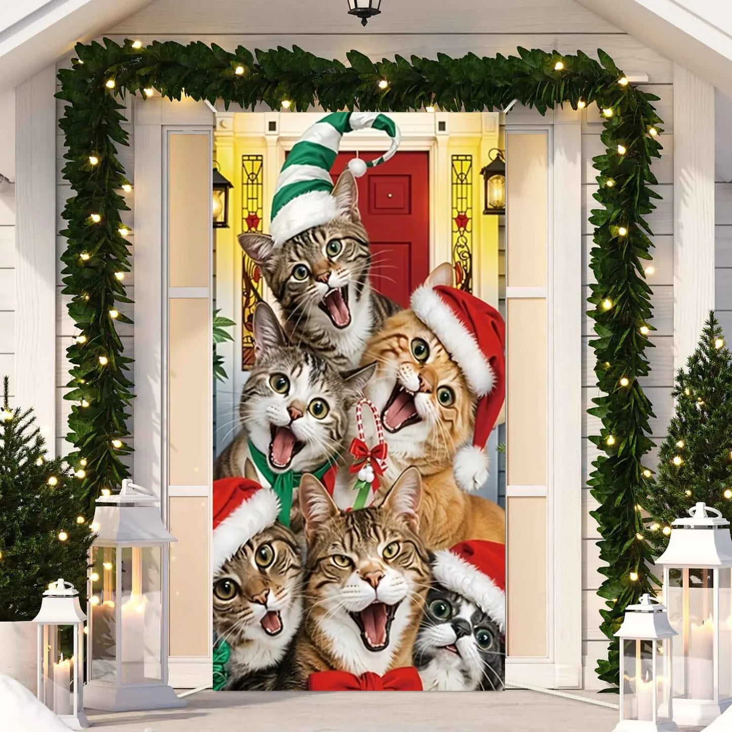 Cute Animals Christmas Door Cover