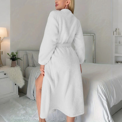 Women's Solid Color Waist Tied Robe