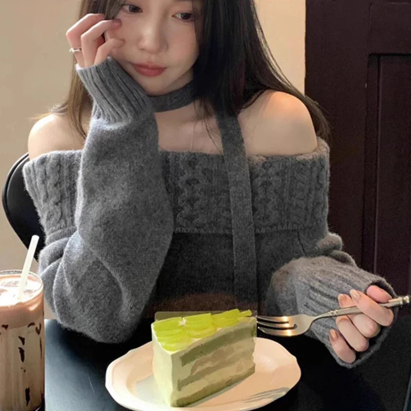 Off Shoulder Pullover Sweater