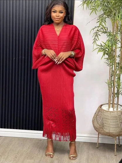 Autumn Pleated Midi Dress – Miyake Inspired