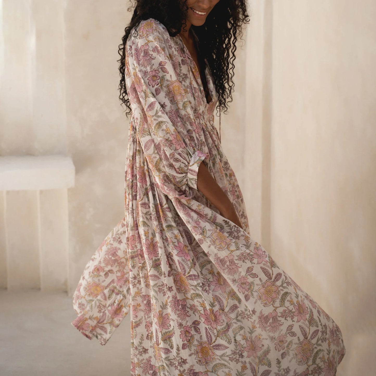 Floral V-Neck Swing Dress