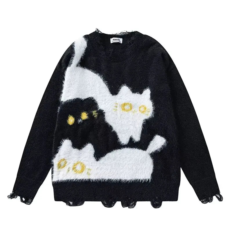 Cat Pattern Retro Sweater