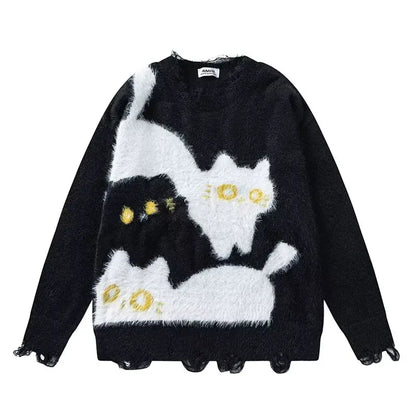 Cat Pattern Retro Sweater