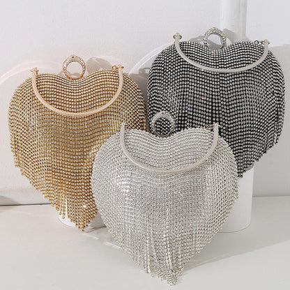 Rhinestone Heart Evening Bag