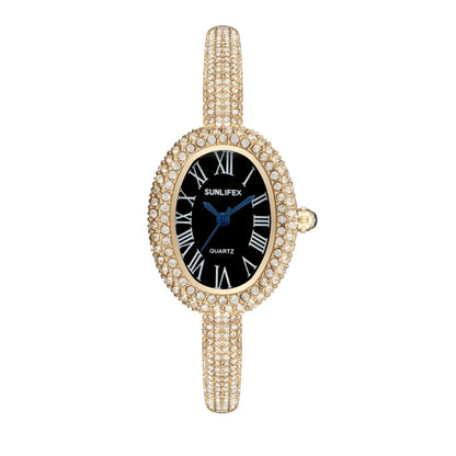 Elegant Rhinestone Oval Women’s Watch