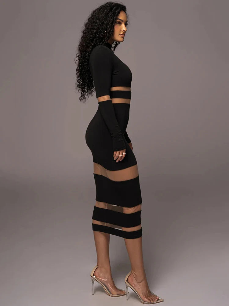 Mozision Patchwork Bodycon Dress