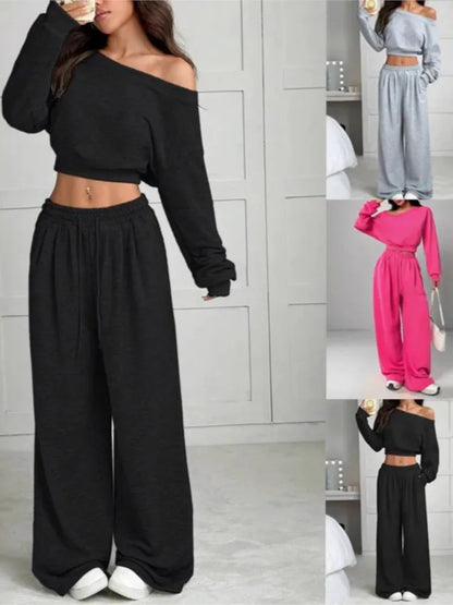 Slanted Shoulder Two-Piece Set